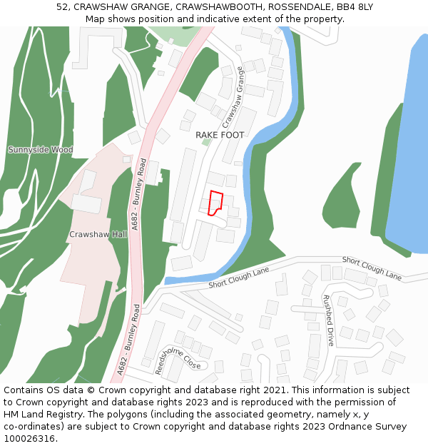 52, CRAWSHAW GRANGE, CRAWSHAWBOOTH, ROSSENDALE, BB4 8LY: Location map and indicative extent of plot