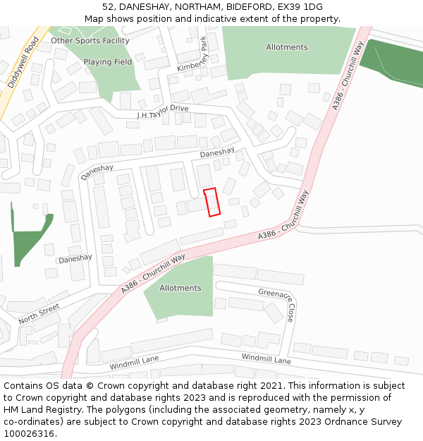 52, DANESHAY, NORTHAM, BIDEFORD, EX39 1DG: Location map and indicative extent of plot