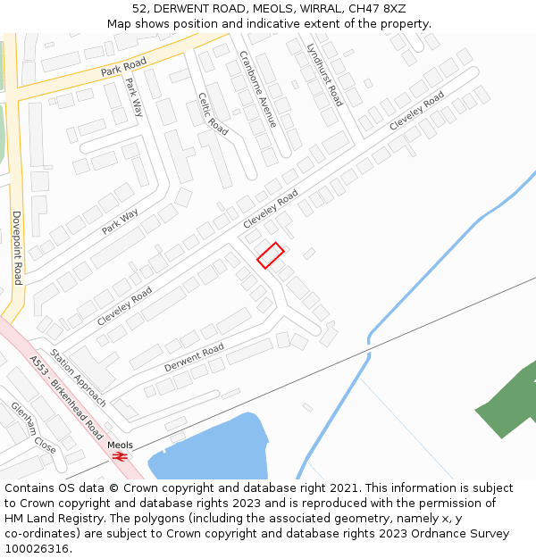 52, DERWENT ROAD, MEOLS, WIRRAL, CH47 8XZ: Location map and indicative extent of plot