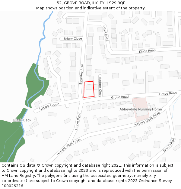 52, GROVE ROAD, ILKLEY, LS29 9QF: Location map and indicative extent of plot