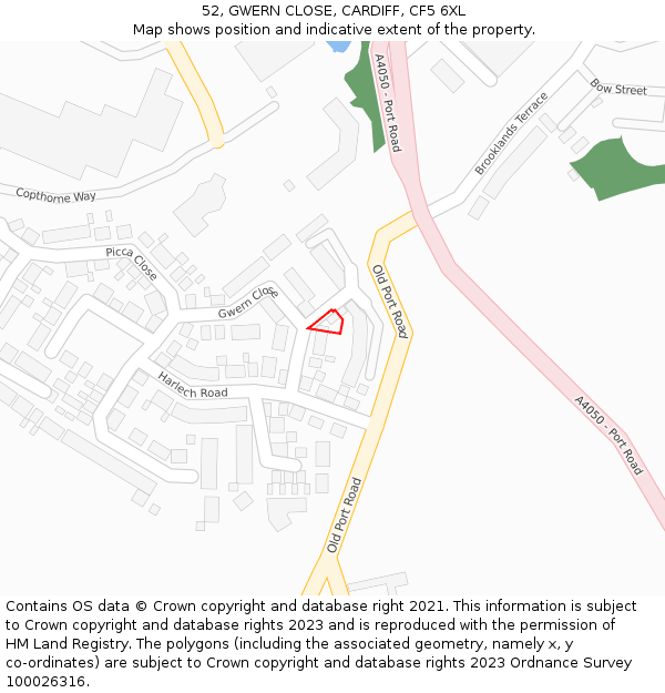 52, GWERN CLOSE, CARDIFF, CF5 6XL: Location map and indicative extent of plot
