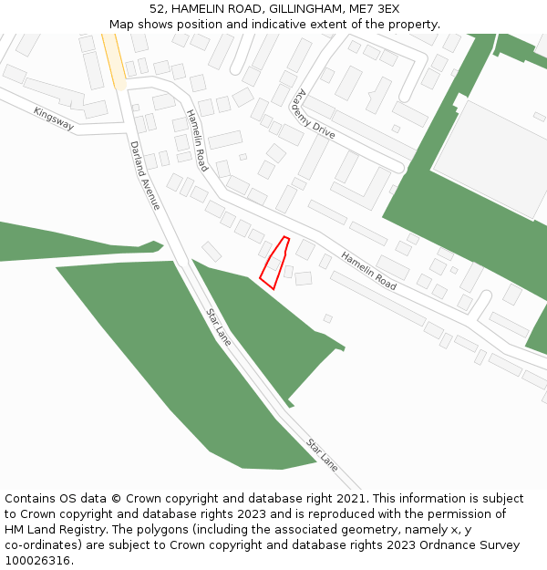 52, HAMELIN ROAD, GILLINGHAM, ME7 3EX: Location map and indicative extent of plot