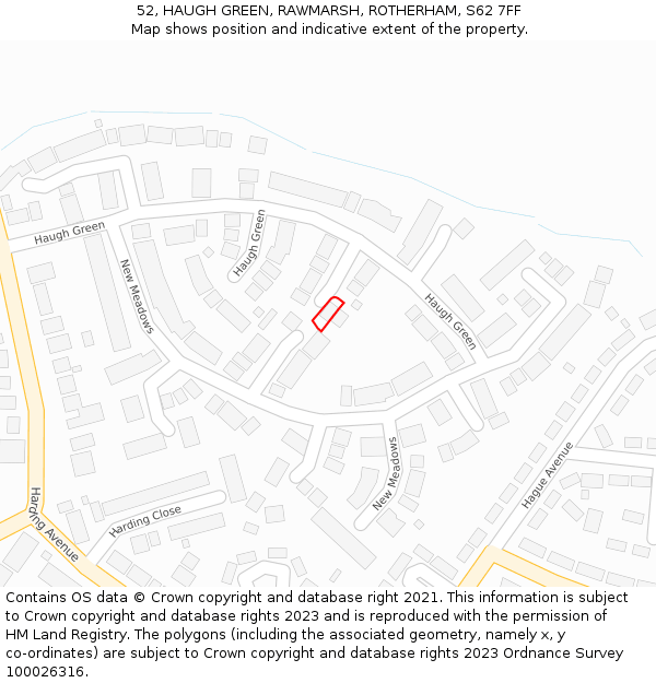 52, HAUGH GREEN, RAWMARSH, ROTHERHAM, S62 7FF: Location map and indicative extent of plot