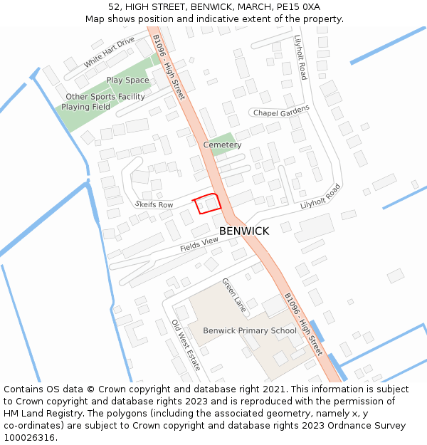 52, HIGH STREET, BENWICK, MARCH, PE15 0XA: Location map and indicative extent of plot