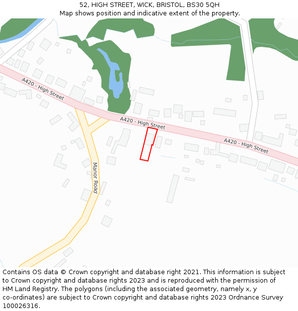 52, HIGH STREET, WICK, BRISTOL, BS30 5QH: Location map and indicative extent of plot