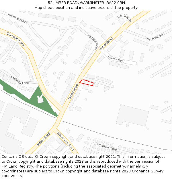 52, IMBER ROAD, WARMINSTER, BA12 0BN: Location map and indicative extent of plot