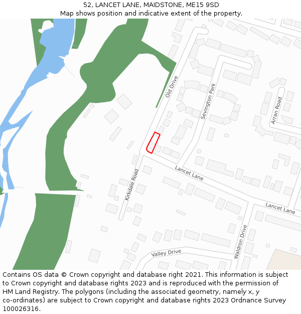 52, LANCET LANE, MAIDSTONE, ME15 9SD: Location map and indicative extent of plot
