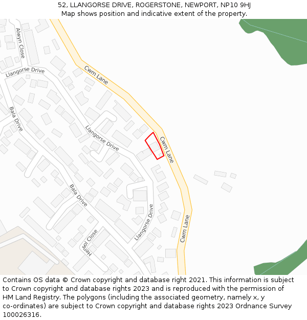 52, LLANGORSE DRIVE, ROGERSTONE, NEWPORT, NP10 9HJ: Location map and indicative extent of plot