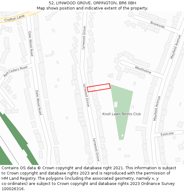 52, LYNWOOD GROVE, ORPINGTON, BR6 0BH: Location map and indicative extent of plot