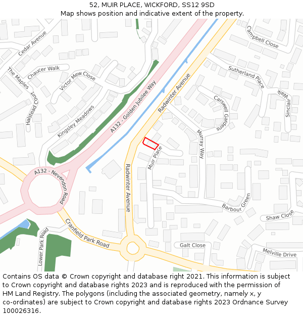 52, MUIR PLACE, WICKFORD, SS12 9SD: Location map and indicative extent of plot