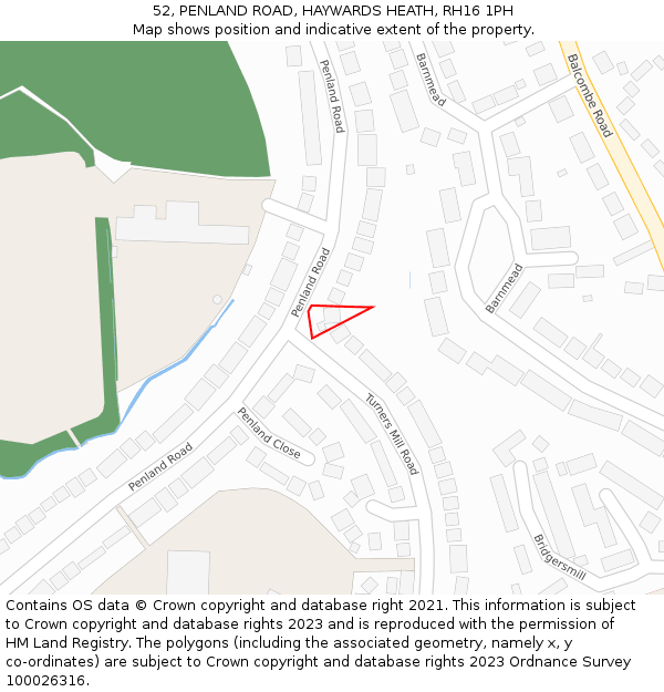 52, PENLAND ROAD, HAYWARDS HEATH, RH16 1PH: Location map and indicative extent of plot