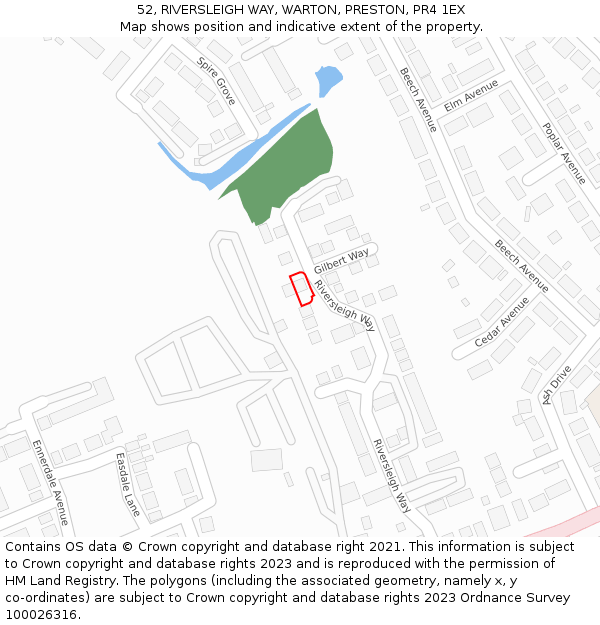52, RIVERSLEIGH WAY, WARTON, PRESTON, PR4 1EX: Location map and indicative extent of plot