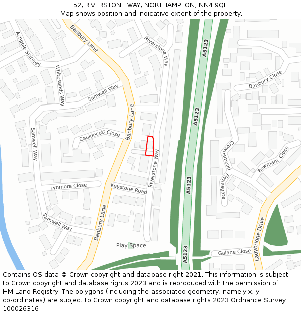 52, RIVERSTONE WAY, NORTHAMPTON, NN4 9QH: Location map and indicative extent of plot