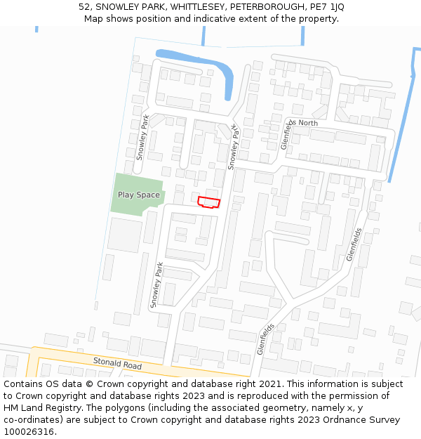 52, SNOWLEY PARK, WHITTLESEY, PETERBOROUGH, PE7 1JQ: Location map and indicative extent of plot