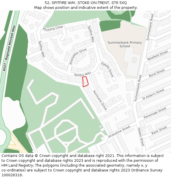 52, SPITFIRE WAY, STOKE-ON-TRENT, ST6 5XQ: Location map and indicative extent of plot