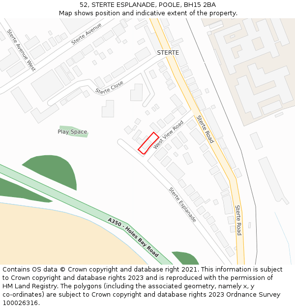 52, STERTE ESPLANADE, POOLE, BH15 2BA: Location map and indicative extent of plot
