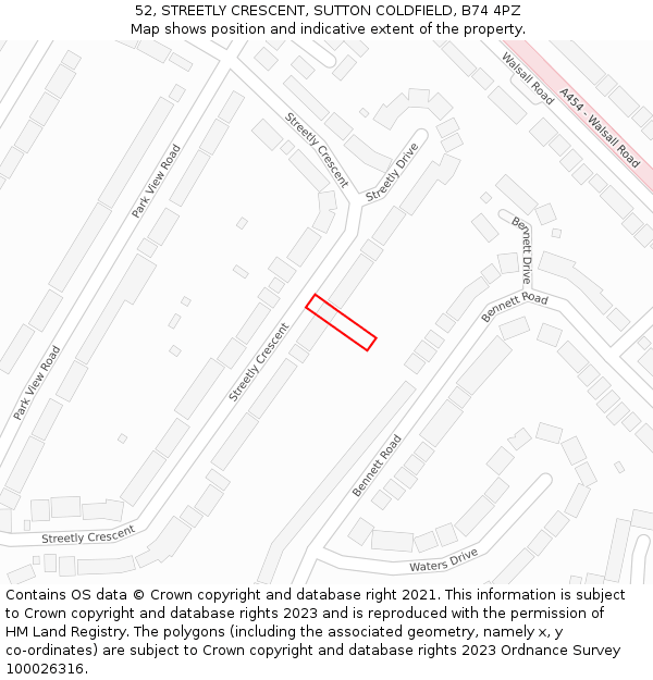 52, STREETLY CRESCENT, SUTTON COLDFIELD, B74 4PZ: Location map and indicative extent of plot