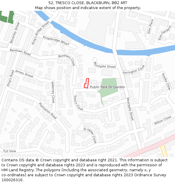 52, TRESCO CLOSE, BLACKBURN, BB2 4RT: Location map and indicative extent of plot