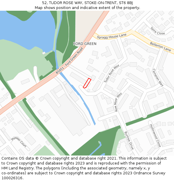 52, TUDOR ROSE WAY, STOKE-ON-TRENT, ST6 8BJ: Location map and indicative extent of plot