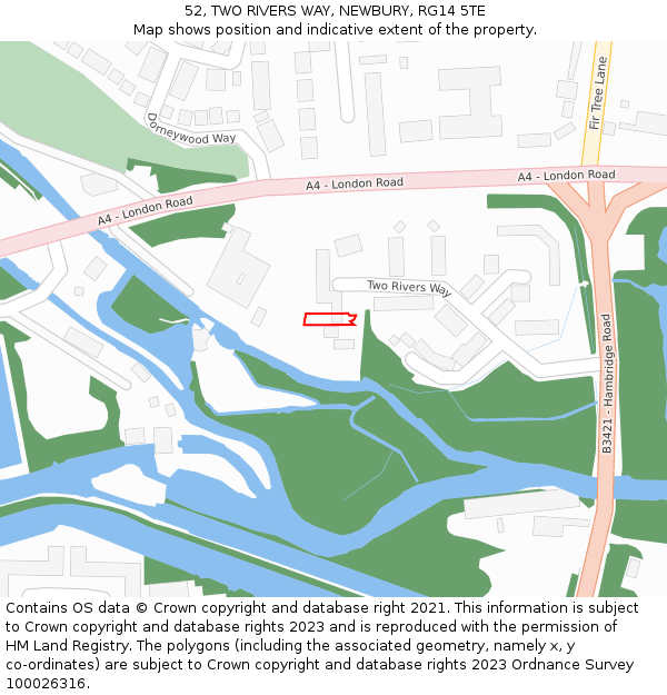 52, TWO RIVERS WAY, NEWBURY, RG14 5TE: Location map and indicative extent of plot