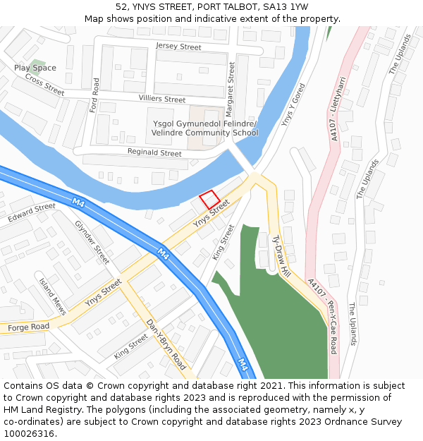 52, YNYS STREET, PORT TALBOT, SA13 1YW: Location map and indicative extent of plot