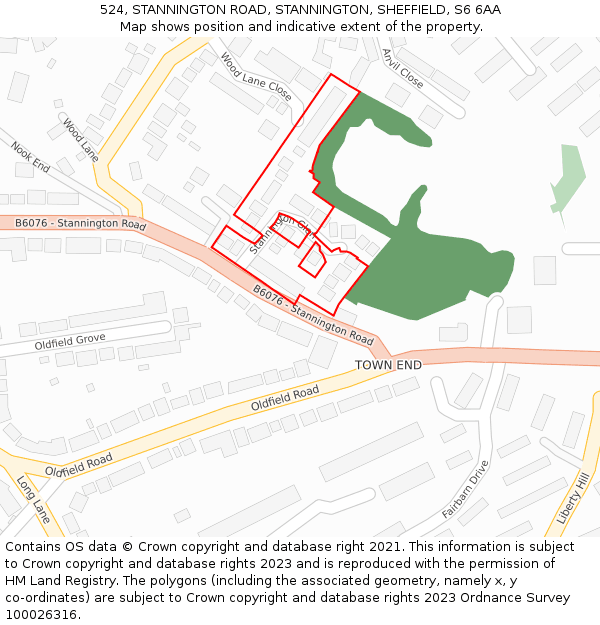 524, STANNINGTON ROAD, STANNINGTON, SHEFFIELD, S6 6AA: Location map and indicative extent of plot