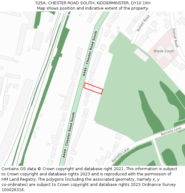 525A, CHESTER ROAD SOUTH, KIDDERMINSTER, DY10 1XH: Location map and indicative extent of plot