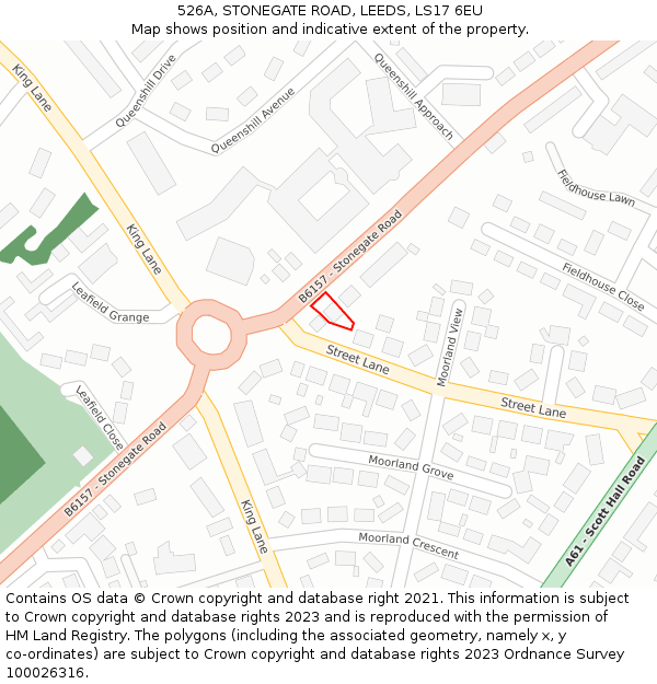 526A, STONEGATE ROAD, LEEDS, LS17 6EU: Location map and indicative extent of plot