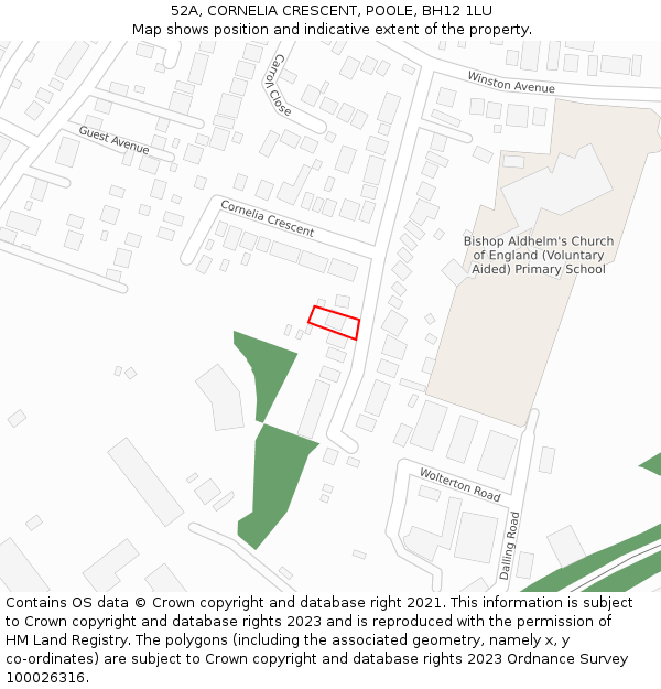 52A, CORNELIA CRESCENT, POOLE, BH12 1LU: Location map and indicative extent of plot