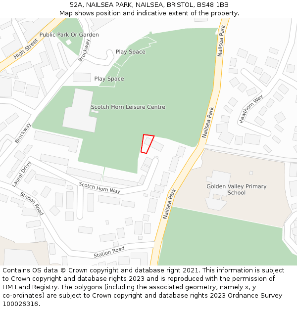 52A, NAILSEA PARK, NAILSEA, BRISTOL, BS48 1BB: Location map and indicative extent of plot