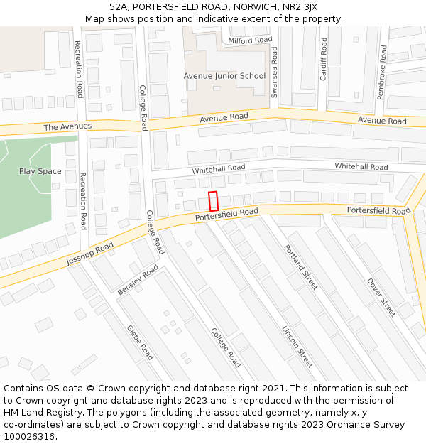 52A, PORTERSFIELD ROAD, NORWICH, NR2 3JX: Location map and indicative extent of plot