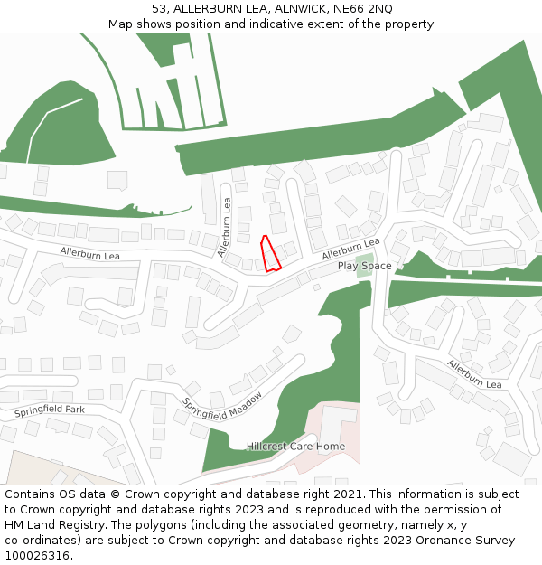 53, ALLERBURN LEA, ALNWICK, NE66 2NQ: Location map and indicative extent of plot