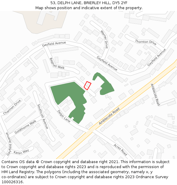 53, DELPH LANE, BRIERLEY HILL, DY5 2YF: Location map and indicative extent of plot