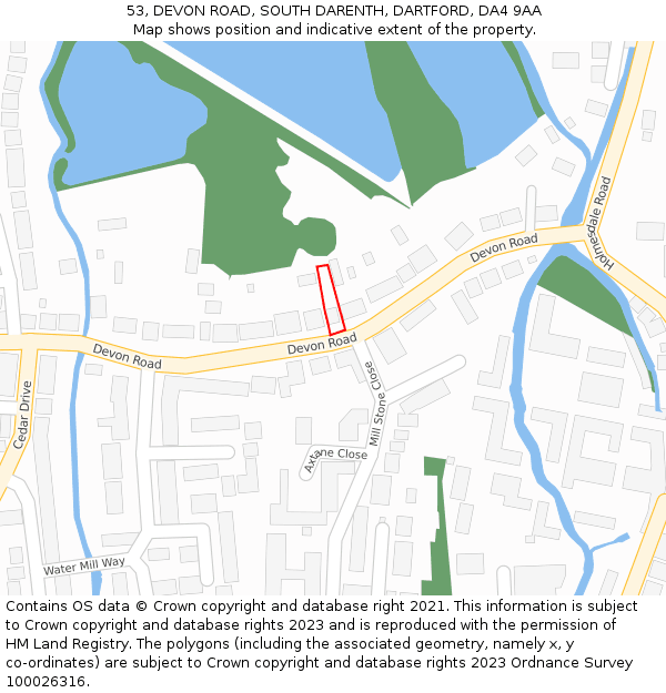 53, DEVON ROAD, SOUTH DARENTH, DARTFORD, DA4 9AA: Location map and indicative extent of plot