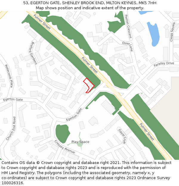53, EGERTON GATE, SHENLEY BROOK END, MILTON KEYNES, MK5 7HH: Location map and indicative extent of plot