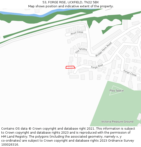 53, FORGE RISE, UCKFIELD, TN22 5BX: Location map and indicative extent of plot