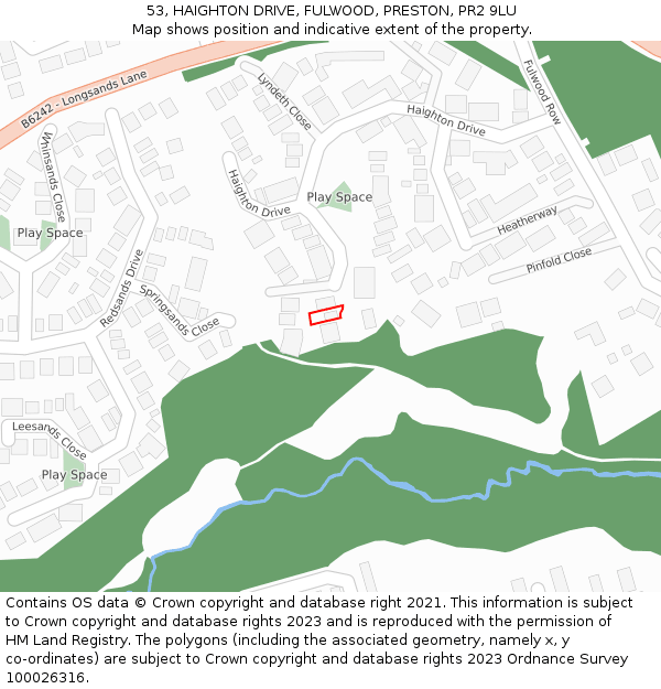 53, HAIGHTON DRIVE, FULWOOD, PRESTON, PR2 9LU: Location map and indicative extent of plot