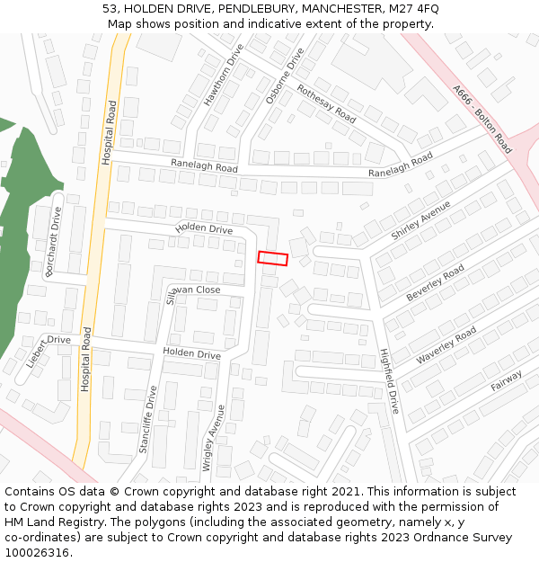 53, HOLDEN DRIVE, PENDLEBURY, MANCHESTER, M27 4FQ: Location map and indicative extent of plot