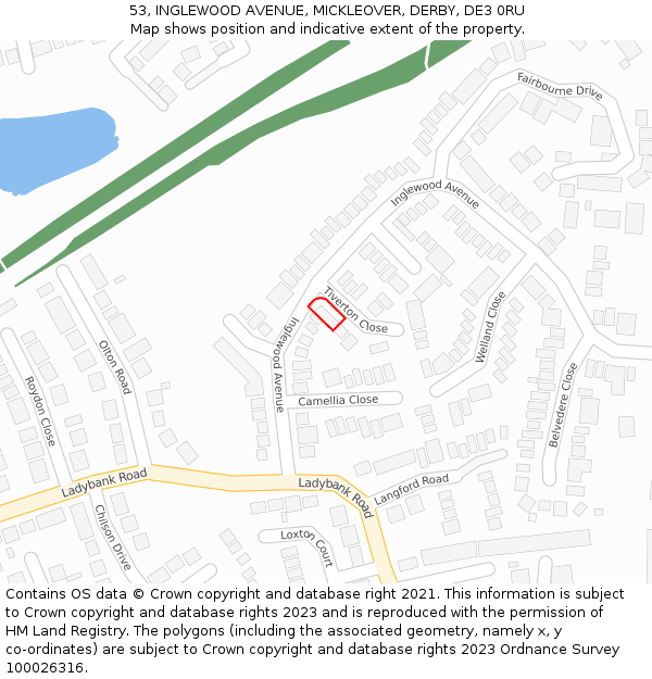 53, INGLEWOOD AVENUE, MICKLEOVER, DERBY, DE3 0RU: Location map and indicative extent of plot