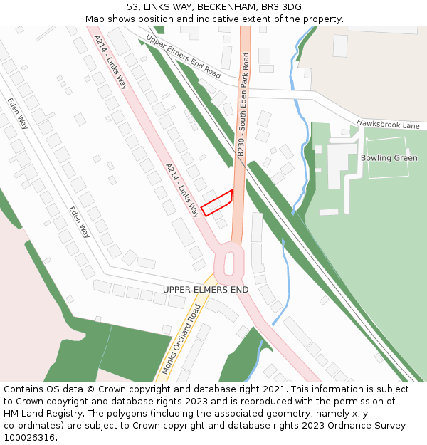 53, LINKS WAY, BECKENHAM, BR3 3DG: Location map and indicative extent of plot