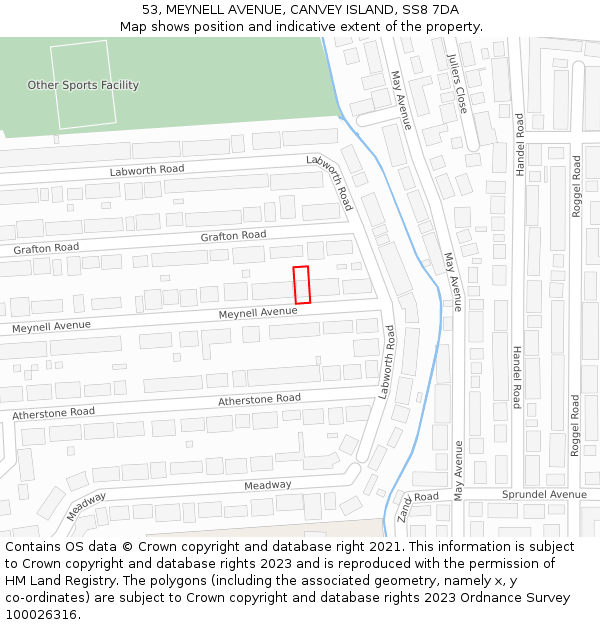 53, MEYNELL AVENUE, CANVEY ISLAND, SS8 7DA: Location map and indicative extent of plot