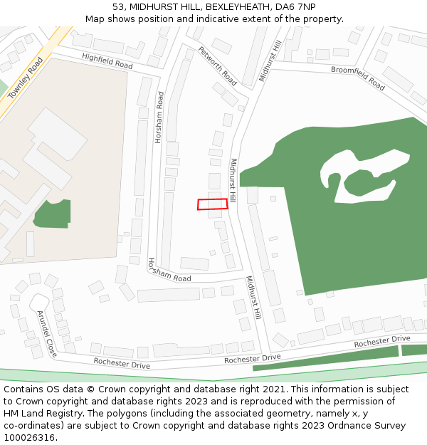 53, MIDHURST HILL, BEXLEYHEATH, DA6 7NP: Location map and indicative extent of plot