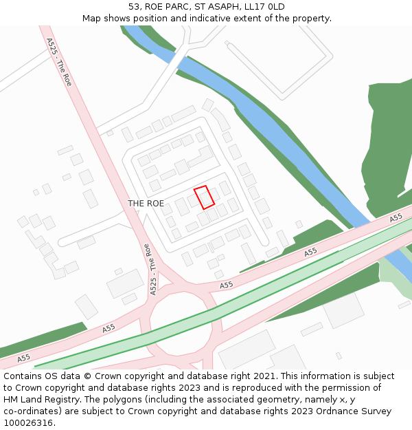 53, ROE PARC, ST ASAPH, LL17 0LD: Location map and indicative extent of plot