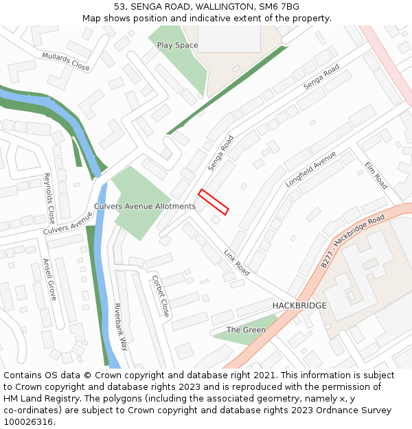 53, SENGA ROAD, WALLINGTON, SM6 7BG: Location map and indicative extent of plot