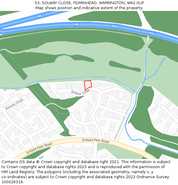 53, SOLWAY CLOSE, FEARNHEAD, WARRINGTON, WA2 0UP: Location map and indicative extent of plot