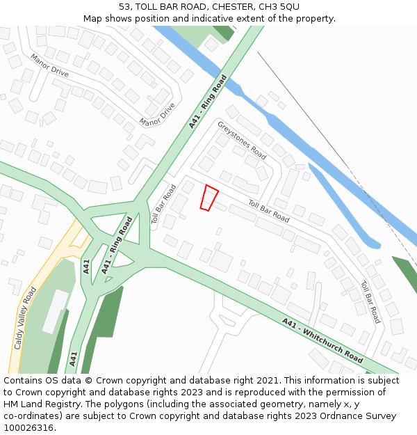 53, TOLL BAR ROAD, CHESTER, CH3 5QU: Location map and indicative extent of plot