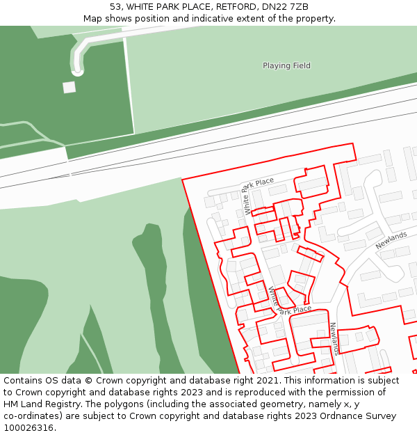 53, WHITE PARK PLACE, RETFORD, DN22 7ZB: Location map and indicative extent of plot