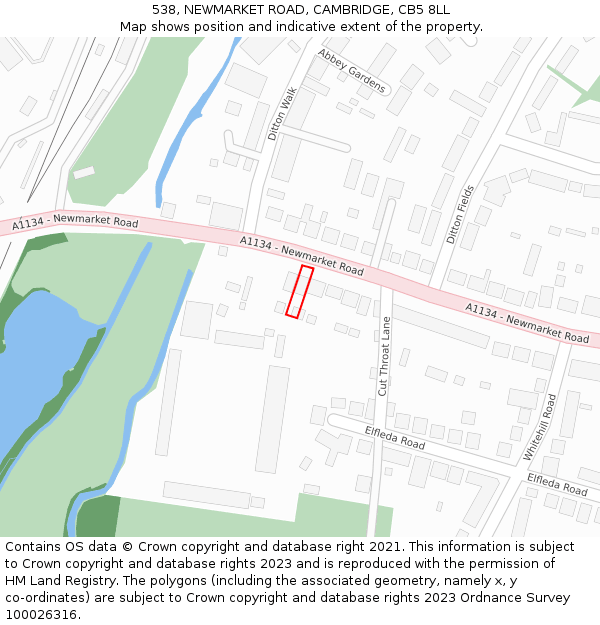 538, NEWMARKET ROAD, CAMBRIDGE, CB5 8LL: Location map and indicative extent of plot