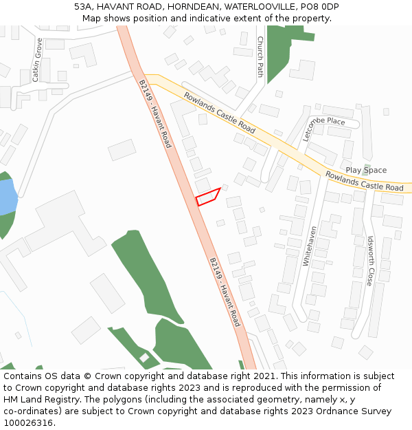 53A, HAVANT ROAD, HORNDEAN, WATERLOOVILLE, PO8 0DP: Location map and indicative extent of plot