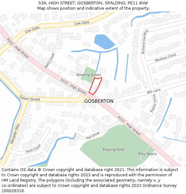 53A, HIGH STREET, GOSBERTON, SPALDING, PE11 4NW: Location map and indicative extent of plot